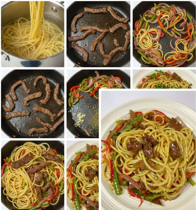 Easy Garlic Herb Beef Spaghetti