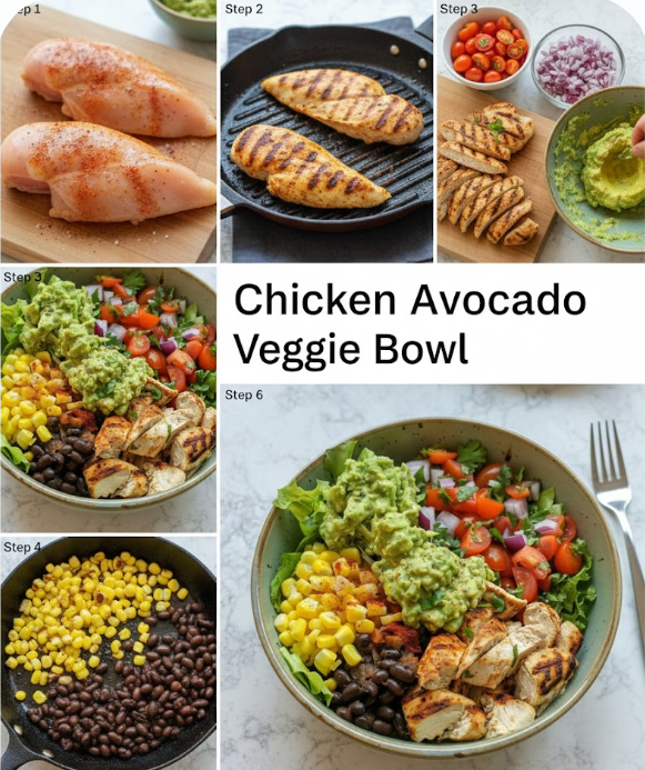 Chicken Avocado Veggie Bowl